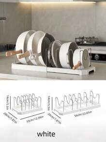 可调节锅碗瓢盆收纳架，不锈钢，可伸缩厨房收纳解决方案，适用于家庭、咖啡厅、餐厅和酒吧，餐厅收纳架|光滑的金属饰面|不锈钢架，食品储藏室收纳架和储物架 - 彩色 - 查看 4