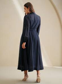 Anewsta Plus Size Women Long Dress With Rhinestone Decor, Elegant And Versatile Formal Dress