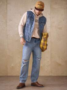 Manfinity Homme Men's Casual Distressed Loose Fit Jeans