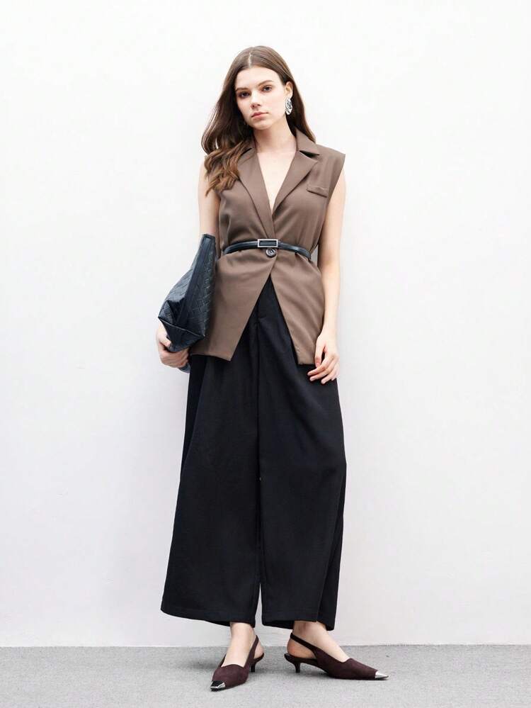 CUCCOO BIZCHIC New Fashion Black Kitten Heel Closed Toe Women Slip-On Shoes