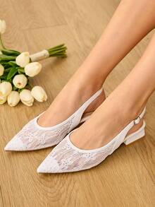 CUCCOO HITCHD Women's Fashion Elegant Solid Color Lace Flat Shoes