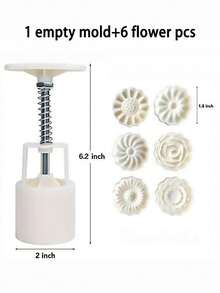 Hand Pressed Mooncake Mold Set ABS Mid Autumn Festival, Mung Bean Cake, DIY Dessert - Beige - View 7