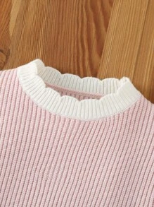 SHEIN Vintaside Kids 两件套女婴优雅纯色针织毛衣和阔腿裤套装，适合秋冬季节，时尚百搭，适合日常穿着、外出和旅行。这款女婴日常针织毛衣和裤子套装版型合身，面料柔软舒适。两件套女婴冬季针织套装，女婴针织两件套，女婴针织两件套，女婴针织两件套，女婴针织两件套，女婴针织套装，女婴秋季套装 - 粉色 - 查看 7