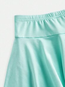 SHEIN Váy thể thao trơn màu thời trang đường phố thường ngày cho bé gái tuổi teen - Màu xanh bạc hà - Xem 3