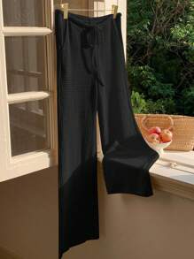 Comfortcana 女士夏季纯色休闲裤 - 黑色 - 查看 4