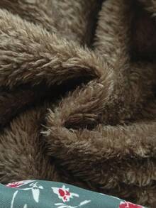 SHEIN Vintaside Kids 年轻女孩卡其色保暖内衬连帽双排扣时尚外套，适合日常休闲穿着 - 軍綠色 - 查看 7