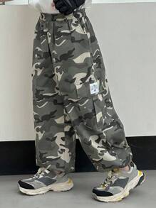 Dazy Kids Abbigliamento autunnale per bambini, pantaloni cargo mimetici oversize per ragazzi, autunno