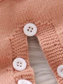 SHEIN Newborn Baby Casual Cute Pink With Heart Pattern Knitted Footie Jumpsuit, Soft & Comfortable For Daily, Outdoor, Travel, Vacation, Home, Daycare, And Play Wear