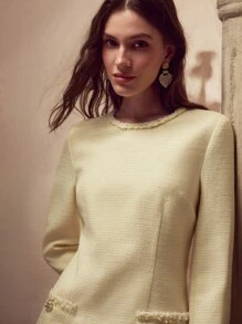 MOTF PREMIUM 仿珍珠装饰口袋连衣裙 - 黃色 - 查看 5