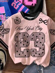 Áo thun cổ tròn tay ngắn đơn giản, tối giản cho bé gái, phù hợp cho mùa xuân/hè - Nhiều màu - Xem 5