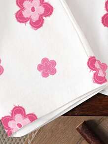 2pcs Baby Girl Casual Cute Floral Print Short Sleeve Round Neck T-Shirt And Floral Print Shorts Set, Suitable For Outings And Daily Wear, Summer - Multicolor - View 3