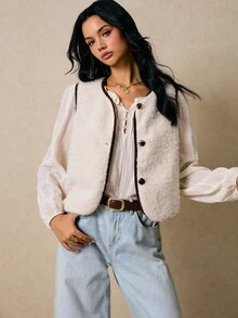 Poéselle Chaleco casual de mujer con solapa de un solo abotonado