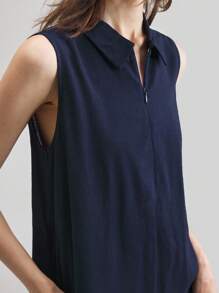 Ontre Ngày Độc Lập Mùa Hè 2025 của Phụ Nữ, Ngày Thánh John, Trang Phục Công Sở Thường Ngày Đi Biển, Váy Sundress Không Tay Màu Trơn - Màu xanh hải quân - Xem 6