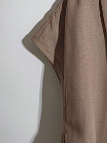 SHEIN CURVE+ Koszula damska tkana, swobodna, letnia, plus-size - Brązowy - Zobacz 4