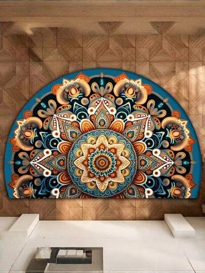 1件装波西米亚风半圆形门垫，图案地毯，印花地毯，复古时尚地毯，入口地毯，客厅地毯，卧室地毯，厨房地毯，浴室地毯，阳光房地毯，露台门垫，蓬松地毯，地毯，卧室装饰，家居装饰