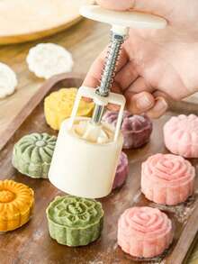 Hand Pressed Mooncake Mold Set ABS Mid Autumn Festival, Mung Bean Cake, DIY Dessert - Beige - View 5