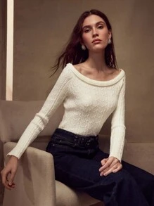 MOTF PREMIUM 仿珍珠边修身针织套头衫 秋冬