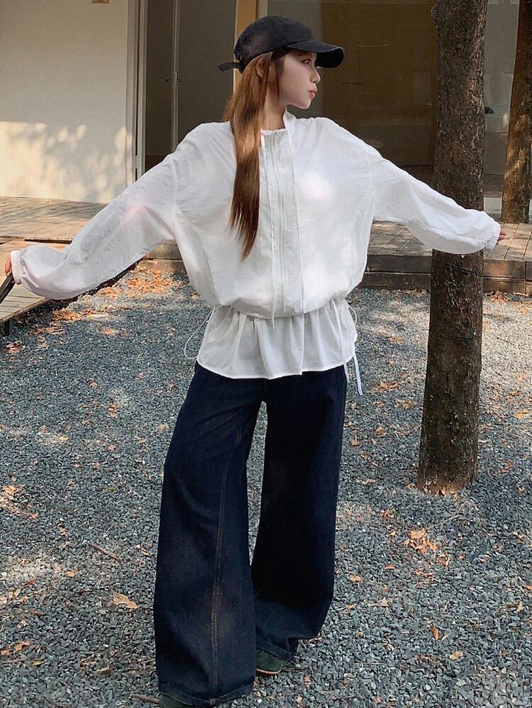 Women's Casual Solid Color Long Sleeve 2 Pieces Set, Spring/Autumn