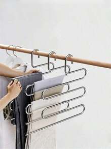 不锈钢裤架 | 节省空间的多层牛仔裤和长裤收纳架，抛光表面，壁橱收纳解决方案，打造整洁的衣柜（5 层） - 彩色 - 查看 3