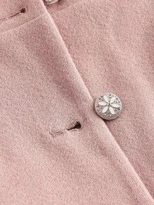 SHEIN MOD Women's Light Pink Lapel Double-Breasted Cinched Waist Mid-Length Overcoat,Fall / Winter Clothes For Women,Halloween,Party,Elegant,Goth,Wedding,Evening Dress Chic Wedding ,Women's Winter Coat