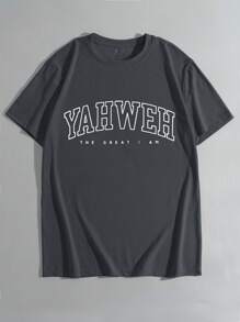 Manfinity Dauomo Men Simple Printed Round Neck Short Sleeve Summer T-Shirt