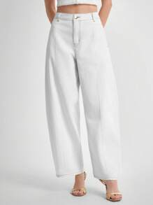 Daynim Quần Jeans Denim Trắng Thường Ngày/Công Sở Cho Nữ Quần Jeans Ống Rộng Quần Jeans Loe Quần Jeans Nữ Quần Jeans Ống Loe Quần Jeans Cạp Cao - trắng - Xem 4