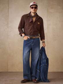 RivetRise Pantaloni casual dritti e larghi da uomo, con tessuto a righe verticali uniche e texture retrò, adatti per la primavera/estate