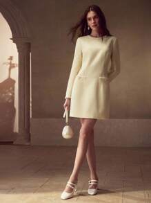 MOTF PREMIUM 仿珍珠装饰口袋连衣裙 - 黃色 - 查看 7