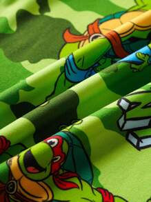 TEENAGE MUTANT NINJA TURTLES | SHEIN 青少年男孩迷彩印花短袖上衣和弹力贴身长裤睡衣套装 - 軍綠色 - 查看 5