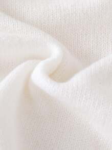 Souflis Souflis Young Girl 1 Piece Sweet Bow-Embroidered Cardigan , Pink & White V-Neck Puff Sleeve Open Front Lightweight Cropped Cardigan For School & Weekend Outings, Spring/Fall - White - View 7