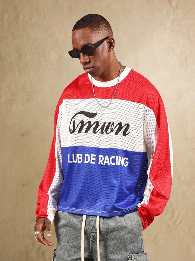 T-shirt à manches longues en maille avec logo Racing Club