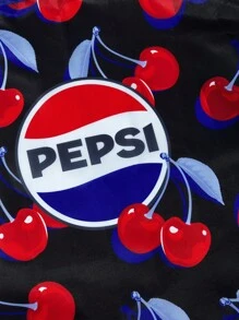 PEPSI X SHEIN 1 个可折叠购物袋，印有樱桃味标志，配有小袋，可拆卸链条可挂在其他包上，适合通勤、购物、旅行，男女皆宜，轻巧便携 - 彩色 - 查看 5