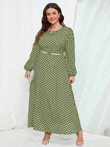 SHEIN Clasi Vestido Plus Size Elegante Estampado de Bolinhas