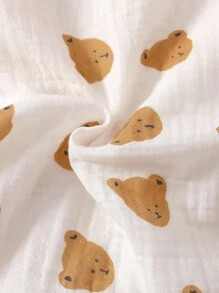 SHEIN Baby Girls' Casual Raglan Sleeve Round Neck Cute Bear Print Jumpsuit, Autumn Newborn Baby Clothes Neutral Baby Clothes Baby Jumpsuit Bear Print Jumpsuit - White - View 7