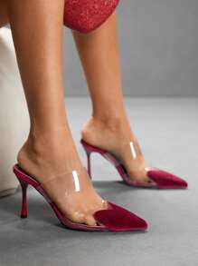 CUCCOO SZL Women's Fashionable Elegant Pointed Toe High Heel Pumps For Christmas - Burgundy - View 9
