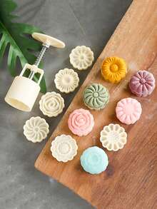 Hand Pressed Mooncake Mold Set ABS Mid Autumn Festival, Mung Bean Cake, DIY Dessert - Beige - View 1