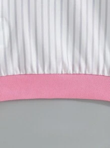 SHEIN Outfit casual per ragazze giovani composto da maglietta a maniche lunghe con stampa a righe e lettera, e pantaloni a zampa