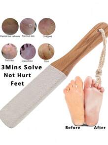 1PC Professional Pedicure Tool Beech Wood Foot File Rasp Callus Remover For Dead Skin Crack Heels Foot Care Scrubber Pumice Stone Pedicure Supplies Men Women Home Salon Use Foot Massage Tool Hard Skin Remover - Multicolor - View 5