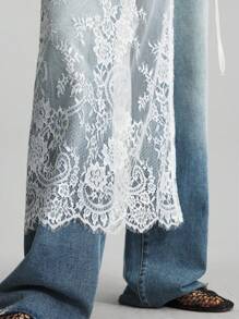 Ontre 2025新款蕾丝绑带裙，白色，适合春夏季，休闲，时尚，商务休闲，通勤，机场 - 白色 - 查看 7