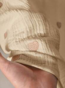 CosyJoli 大码女式夏季心形印花单排扣吊带背心 - 杏色 - 查看 6