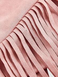 SHEIN MOD Women's Pink Suede Fringe 2 Pieces Set, Music Festival Outfit, Western Outfit - Pink - View 3