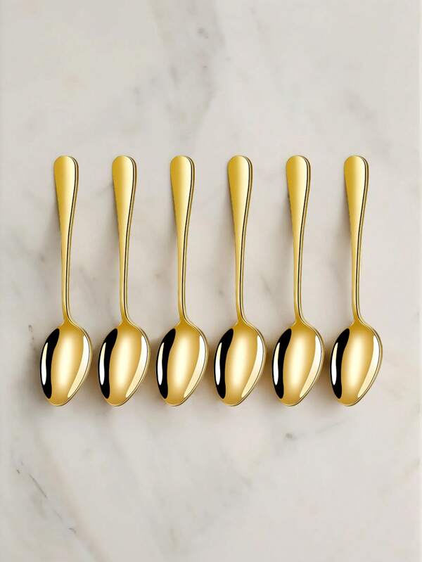2/4/6/12pcs Stainless Steel Coffee/Tea/Dessert Spoons, Suitable For Kitchen, Hotel, Cafe,School Supplies