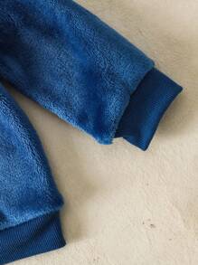 SHEIN Playful Pals Baby Boy Cute Cartoon Bear Pattern Fleece Crew Neck Sweatshirt And Pants Casual Outfit Fall Winter - Royal Blue - View 6