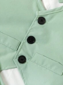 3 件套男婴经典绅士服装套装，包括西装外套、背心、裤子，适合生日、婚礼、洗礼、1 岁生日派对、男婴表演、婚礼仪式 - 軍綠色 - 查看 4