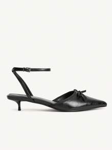 CUCCOO CHICEST Pantofi cu toc mic și bareta la gleznă pentru femei, tocuri înalte din piele ecologică neagră, elegante pentru navetiști, pentru ceaiul de după-amiază, întâlniri, la locul de muncă, Halloween - Negru - Vizualizare 7