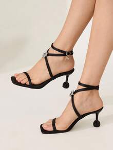 CUCCOO CHICEST Women's Fashion Square Toe High Heel Sandals - Black - View 5
