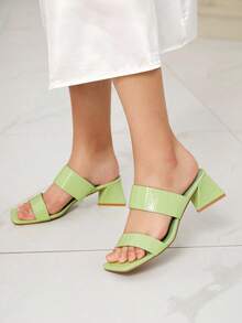 Sleekvia Nuevos sandalias de tacón alto elegantes de mujer con tacón grueso - Verde - Ver 3
