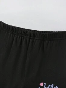 返校少女时尚休闲豹纹樱桃字母图案圆领短袖T恤豹纹打底裤套装个性街头套装夏秋装 - 粉色 - 查看 6