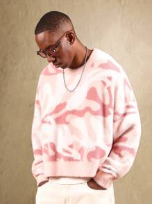 SUMWON Plush Textured Swirl Pattern Jumper Cropped Fleece Sweatshirt Oversized Winter Loungewear Cozy Streetwear Casual Pullover