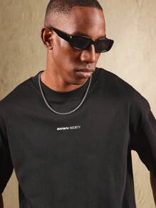 SUMWON Áo thun SMWN Society Streetwear cỡ lớn cao cấp in họa tiết khóa xích bạc thiết kế đồ họa lễ hội mùa hè thường ngày đô thị thiết yếu - màu đen - Xem 5